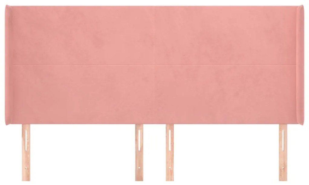 Cabeceira cama c/ abas veludo 163x16x118/128 cm rosa