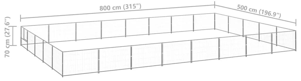 Canil para cães 40 m² aço prateado