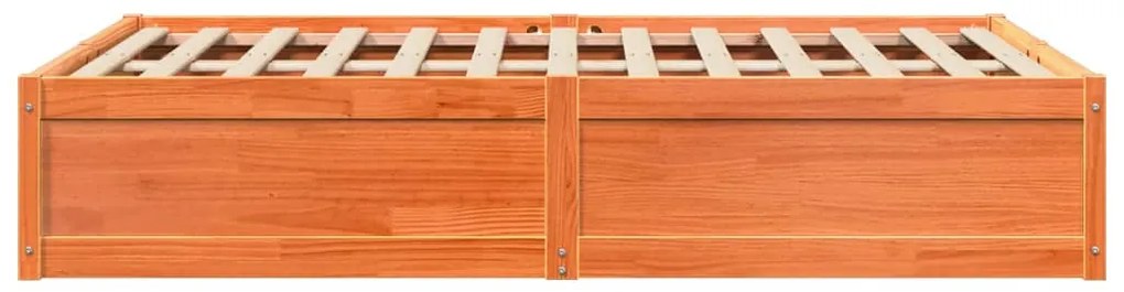 Cama sem colchão 135x190 cm madeira pinho maciça castanho-mel