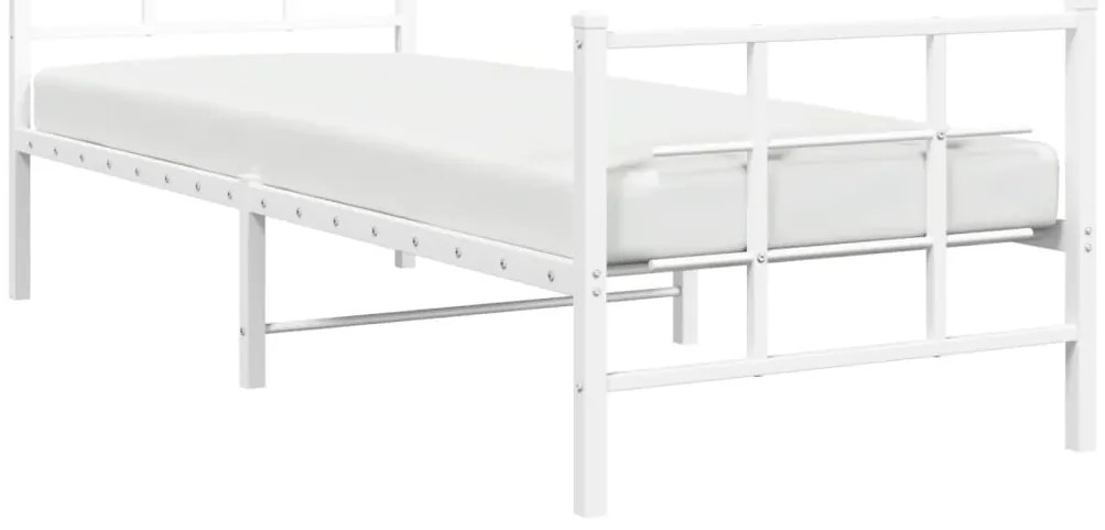 Estrutura de cama com cabeceira e pés 75x190 cm metal branco