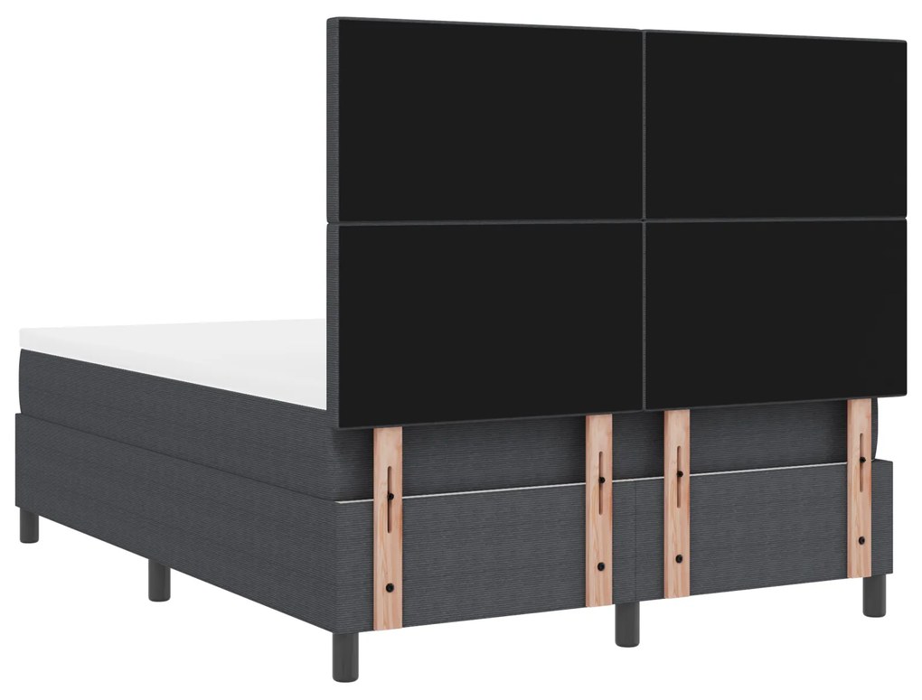 Cama Box com Colchão Cinza Escuro 160x200 cm Tecido de Corduroy