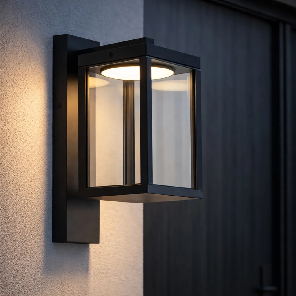 Lanterna de parede exterior preta com LED IP54 - Ferdinand