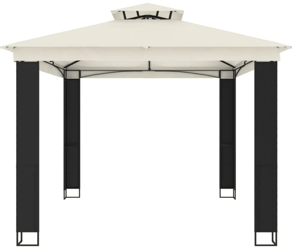 Gazebo com telhado duplo 3,94x2,96 m aço creme