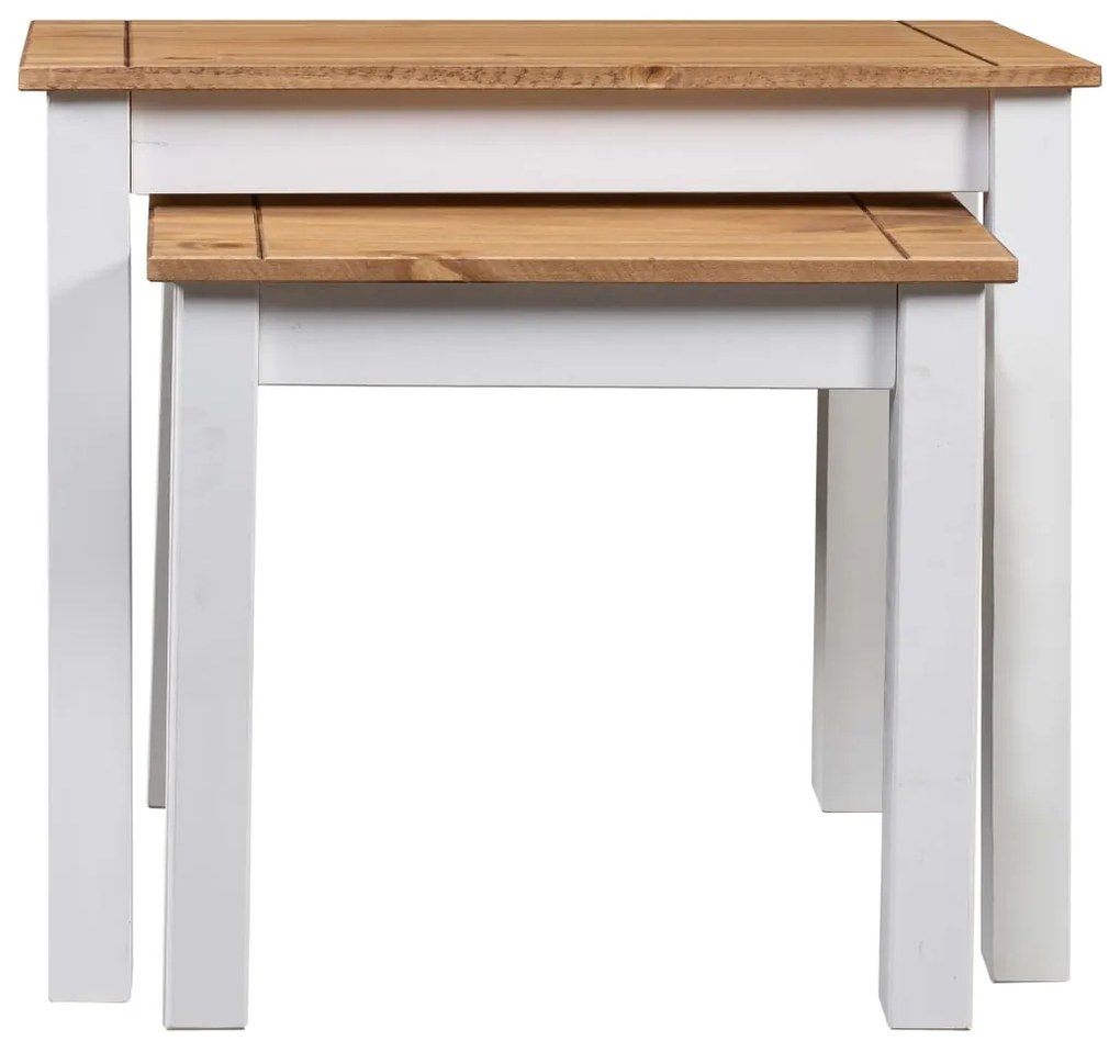 Mesas de encastrar 2 pcs madeira de pinho maciça Panama branco
