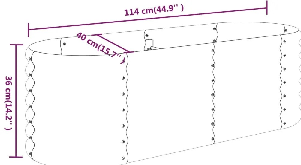 Canteiro elevado jardim 114x40x36 cm aço revestido a pó verde