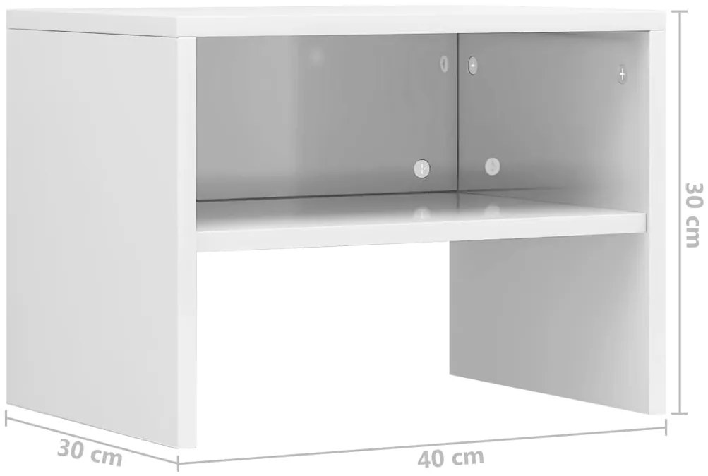 Mesa-de-cabeceira 40x30x30 cm contraplacado branco brilhante