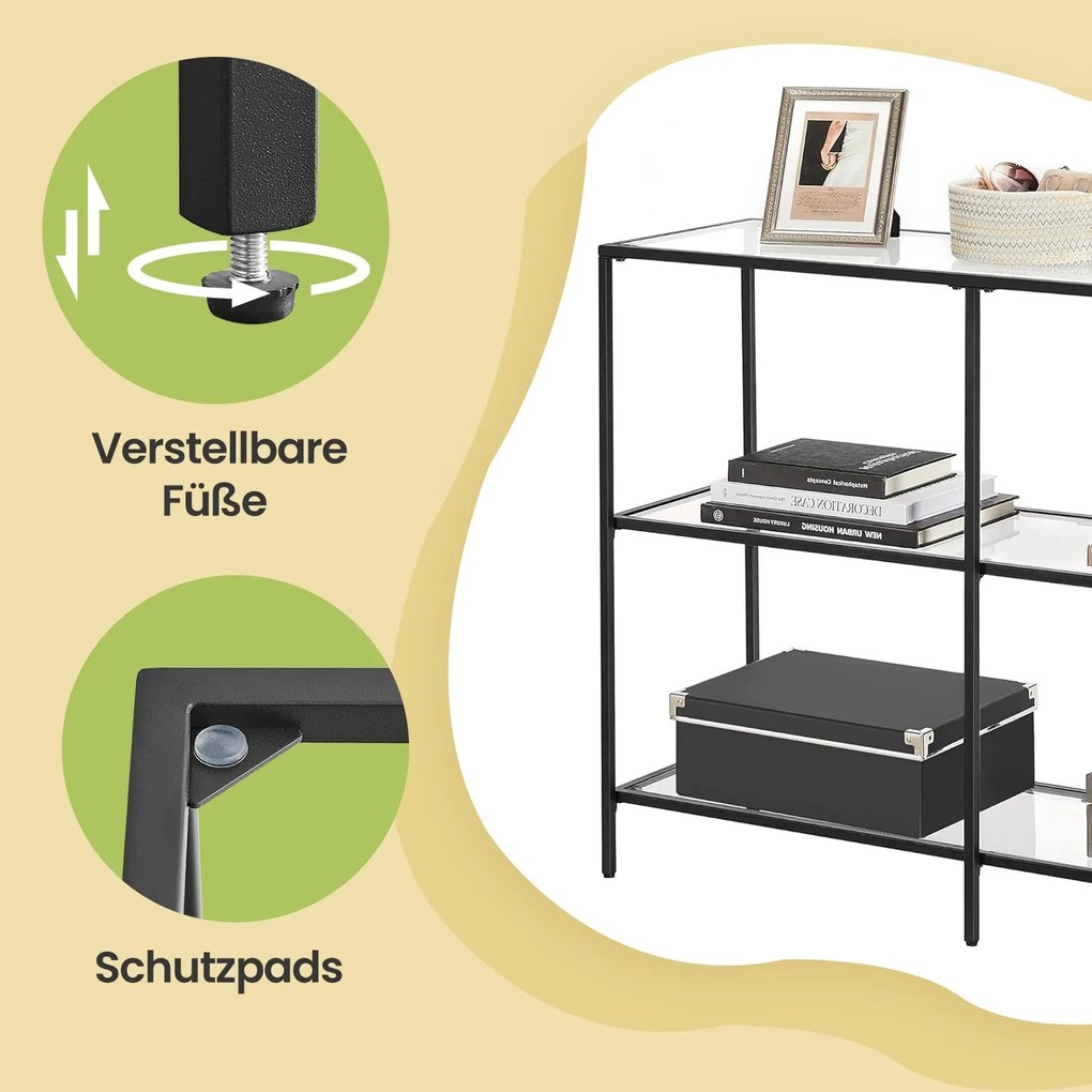 Mesa consola 100 x 30 x 73 cm (C x L x A) com 3 níveis Preto