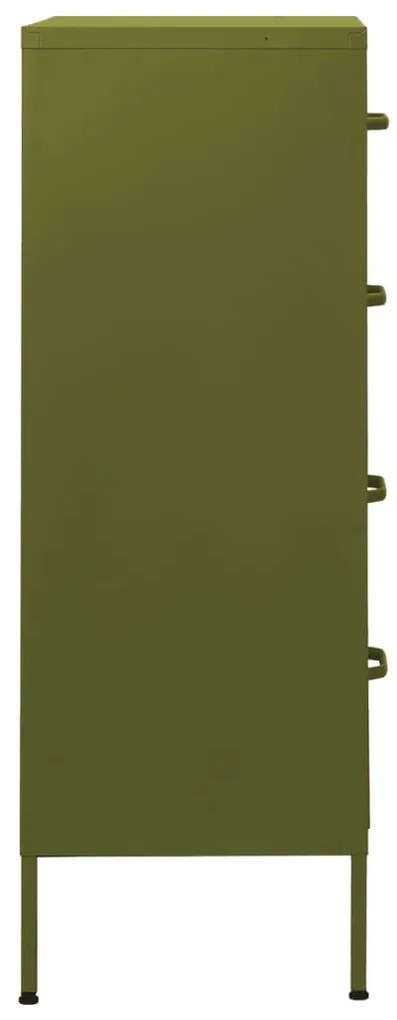 Cómoda/aparador com gavetas aço 80x35x101,5 cm verde-azeitona