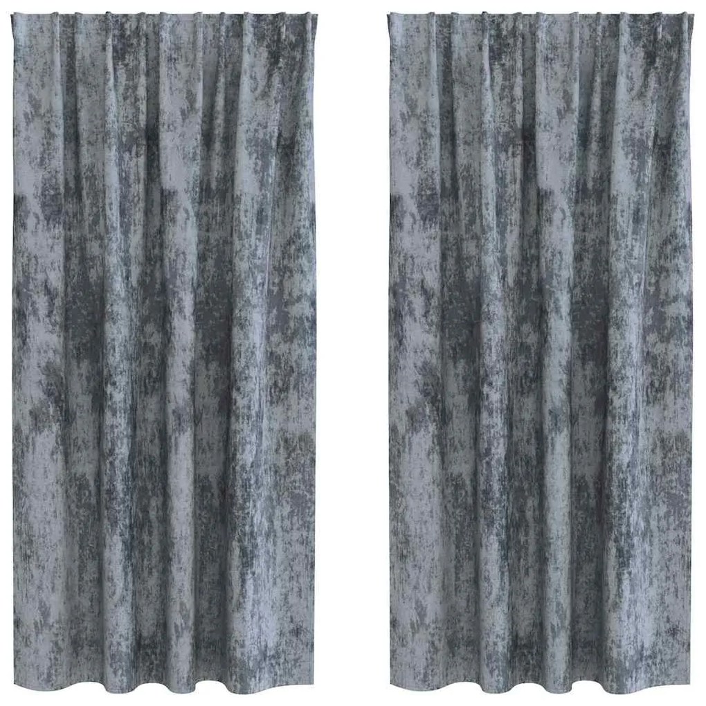 Cortinas de Veludo 2 peças com Ilhós Cinza Claro 175 x 140 cm