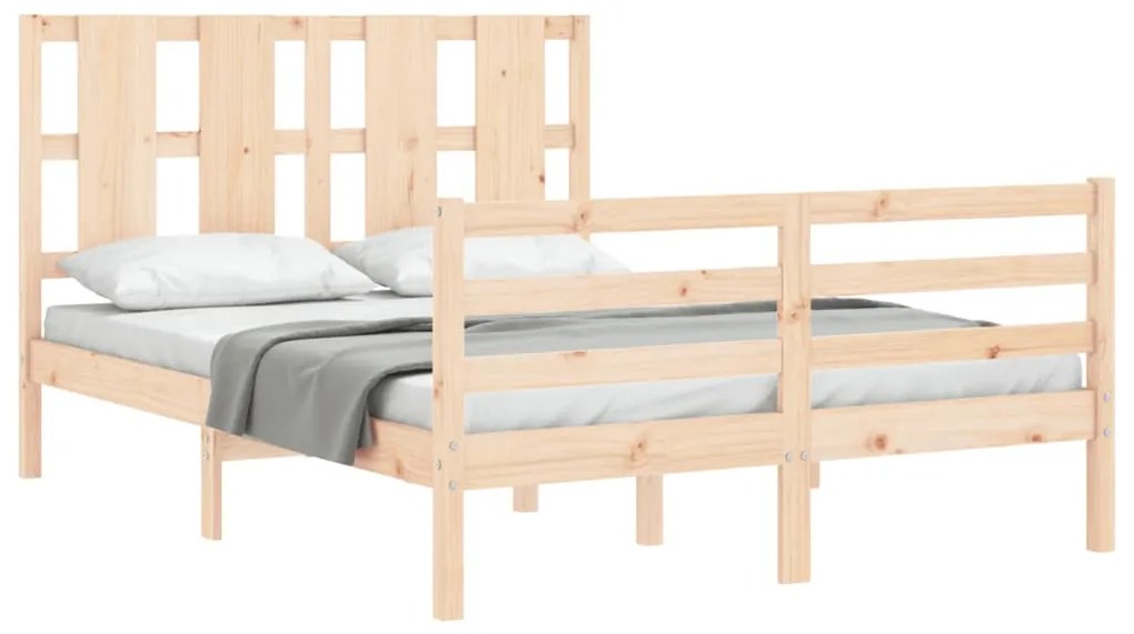 Estrutura de cama com cabeceira 140x190 cm madeira maciça