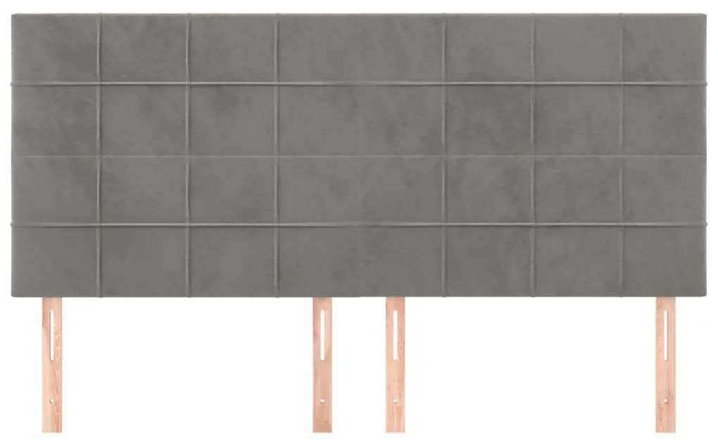 Cabeceira de cama 4 pcs veludo 80x5x78/88 cm cinzento-claro