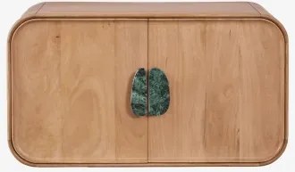 Conjunto De Móvel De Casa De Banho Suspenso 95x45 Cm Em Madeira De Manga E Pedra Natural Kivalina Mármore Verde Udaipur - Madeira De Mangueira - Sklum
