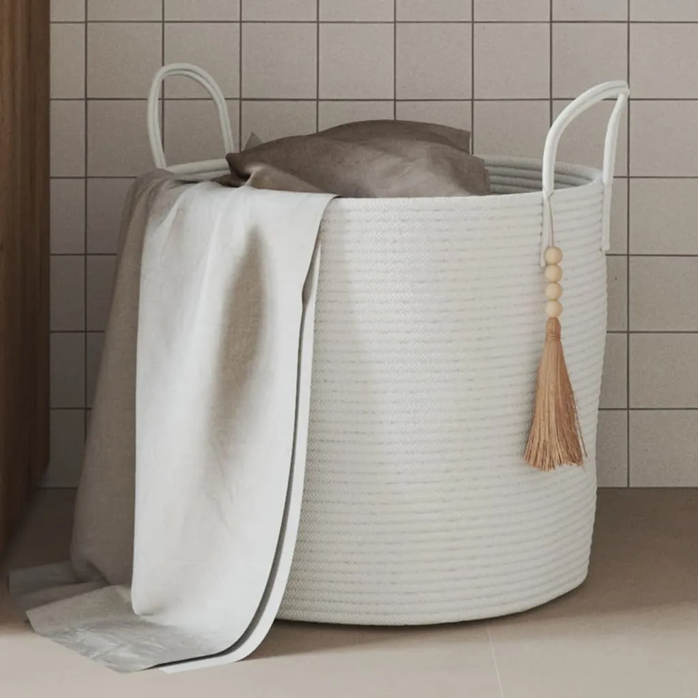 vidaXL Cesto de arrumação Ø40x35 cm algodão branco