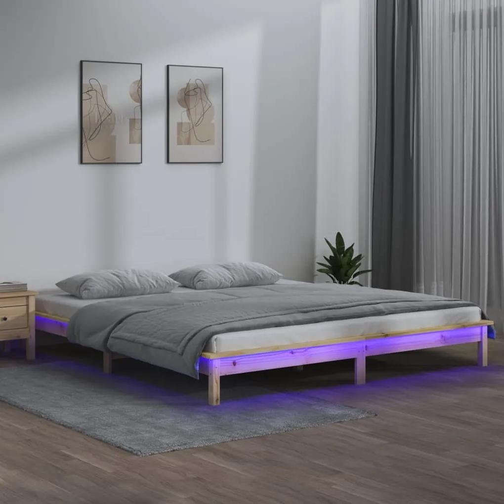 Estrutura de cama com luzes LEDs 120x200 cm madeira maciça