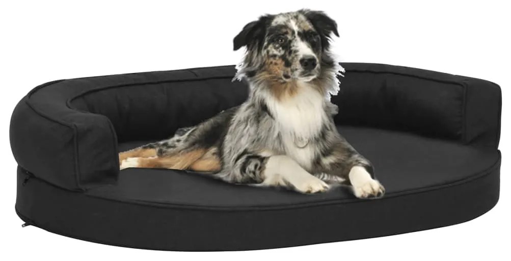 Cama para cães ergonómica 75x53 cm aspeto linho preto