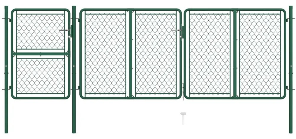 vidaXL Portão de jardim 125x395 cm aço verde