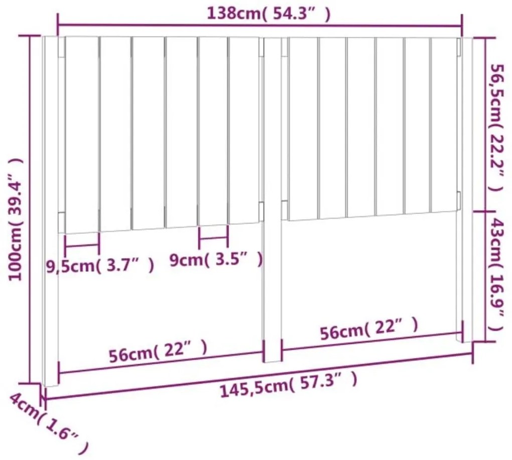 Cabeceira de cama 145,5x4x100 cm pinho maciço castanho mel