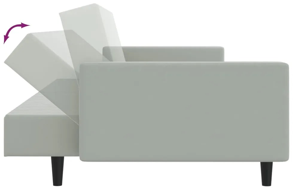 2 pcs conjunto de sofás veludo cinzento-claro