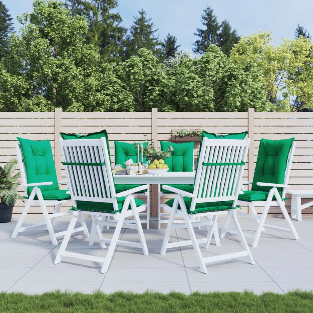 Almofadões para cadeiras de jardim 6 pcs verde 120x50x7 cm