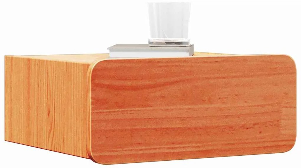 Mesa de Cabeceira Montada na Parede com gaveta Castanho-mel