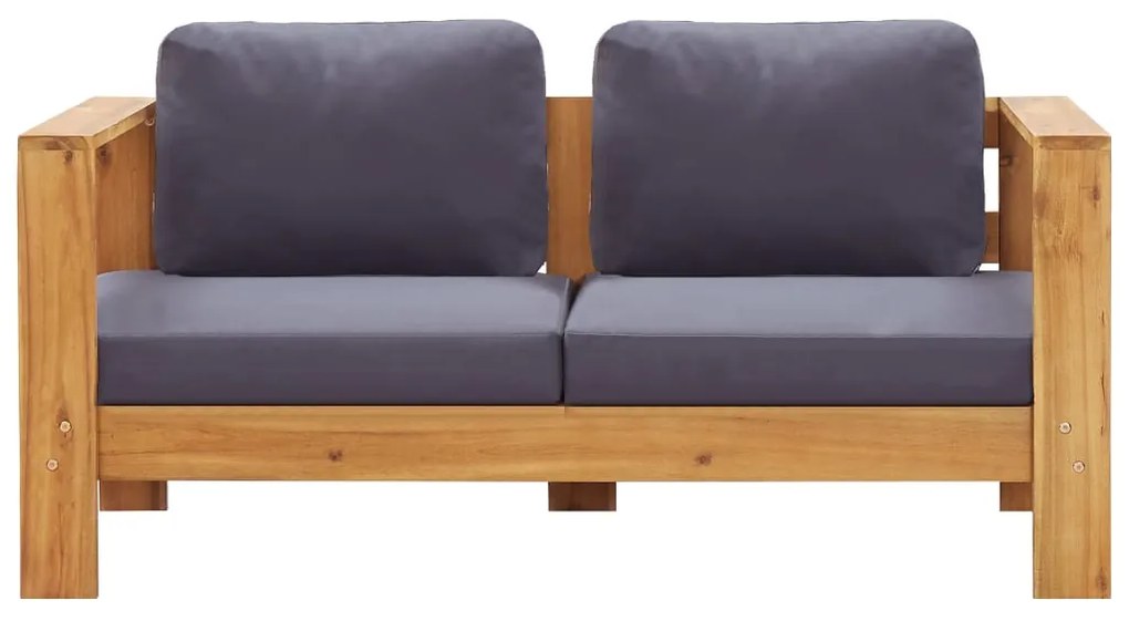 Banco jardim c/ almofadões 140cm madeira acácia maciça cinzento