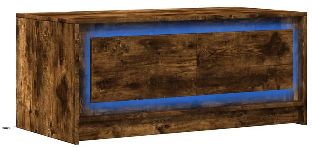 Mesa de centro c/ luzes LED derivados madeira carvalho fumado