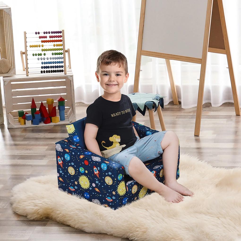 HOMCOM Poltrona Infantil para Crianças Acima de 3 Anos Assento extensível Acolchoado azul
