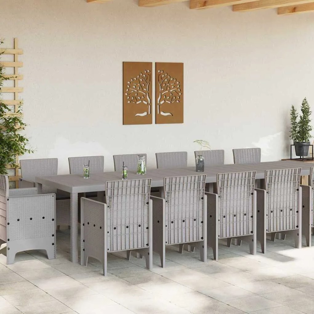 Conjunto de Jantar para Jardim 15 pcs Cinzento-claro