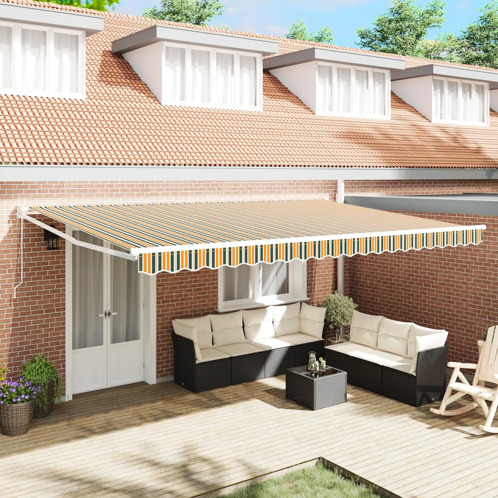 Toldo Retrátil Manual vidaXL Verde e Amarelo 500x300 cm