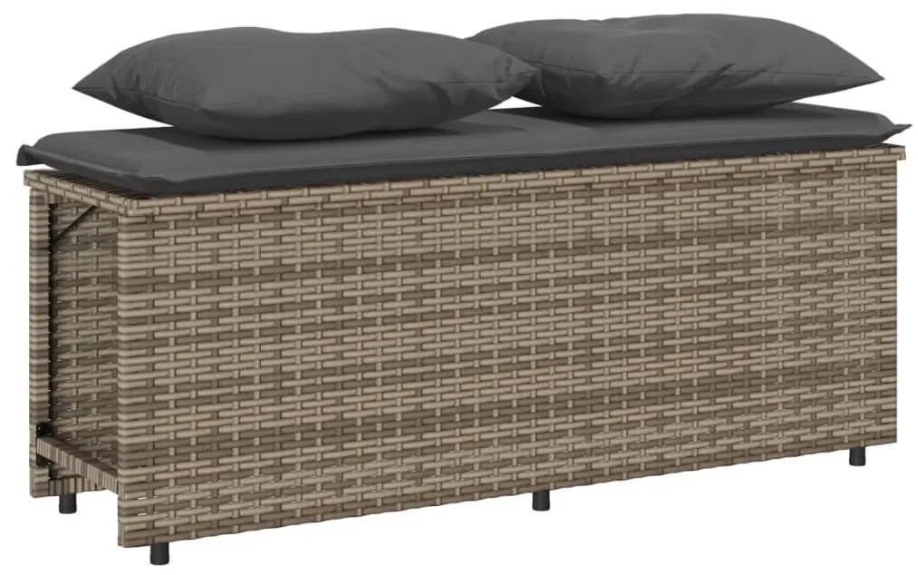 3 pcs conjunto de jantar p/ jardim c/ almofadões vime PE cinza