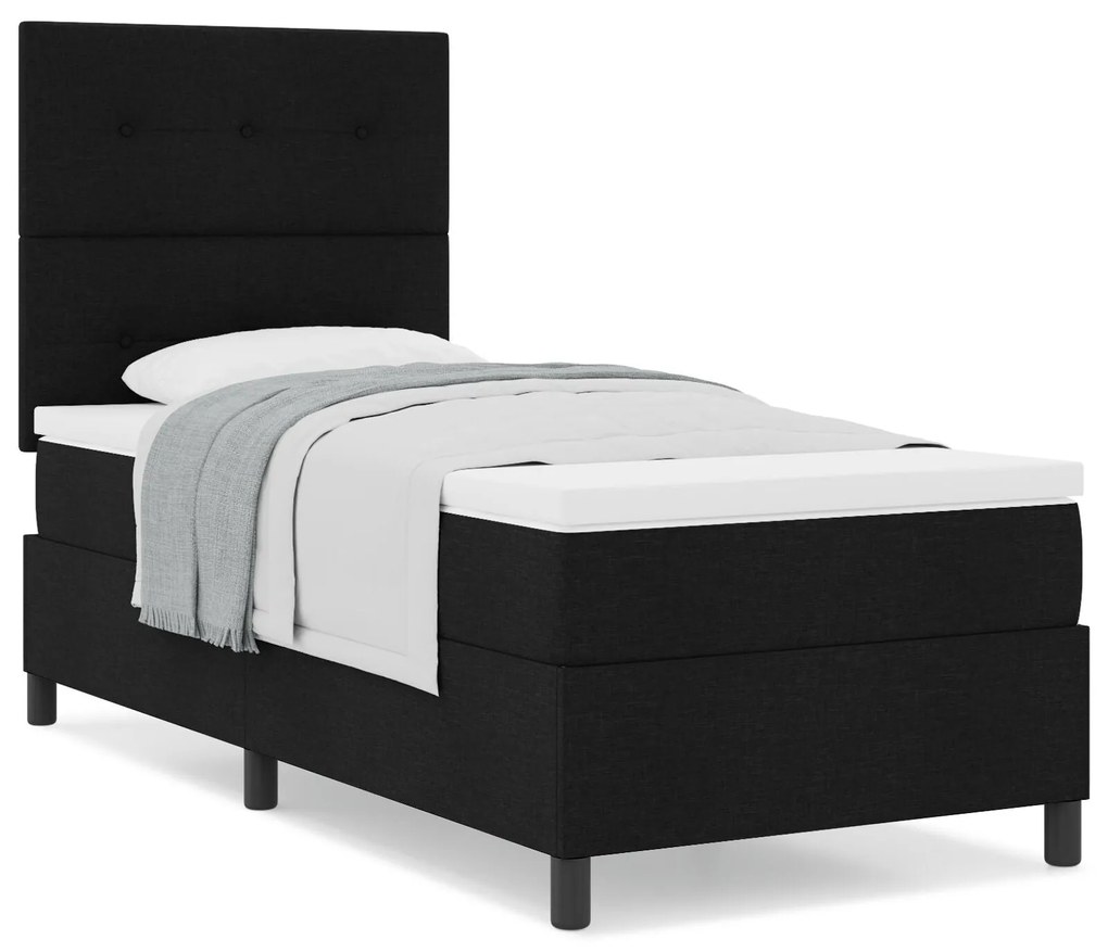 Cama Box Spring com Colchão Preto 90x200 cm Tecido