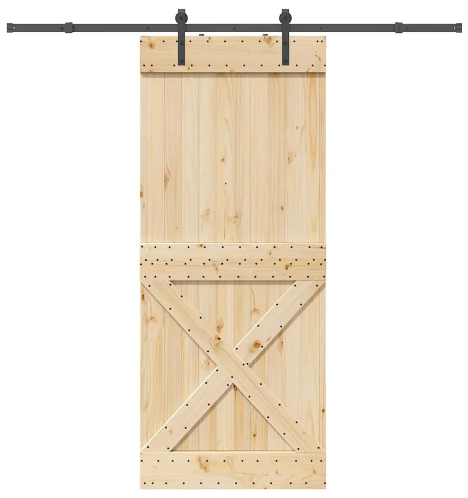 vidaXL Porta de correr com ferragens 95x210 cm madeira de pinho maciça
