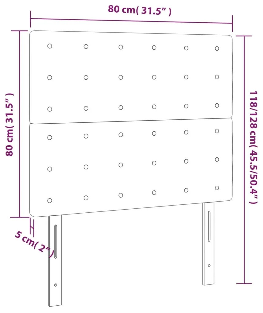 Cabeceira de cama 2 pcs veludo 80x5x78/88 cm cinzento-escuro