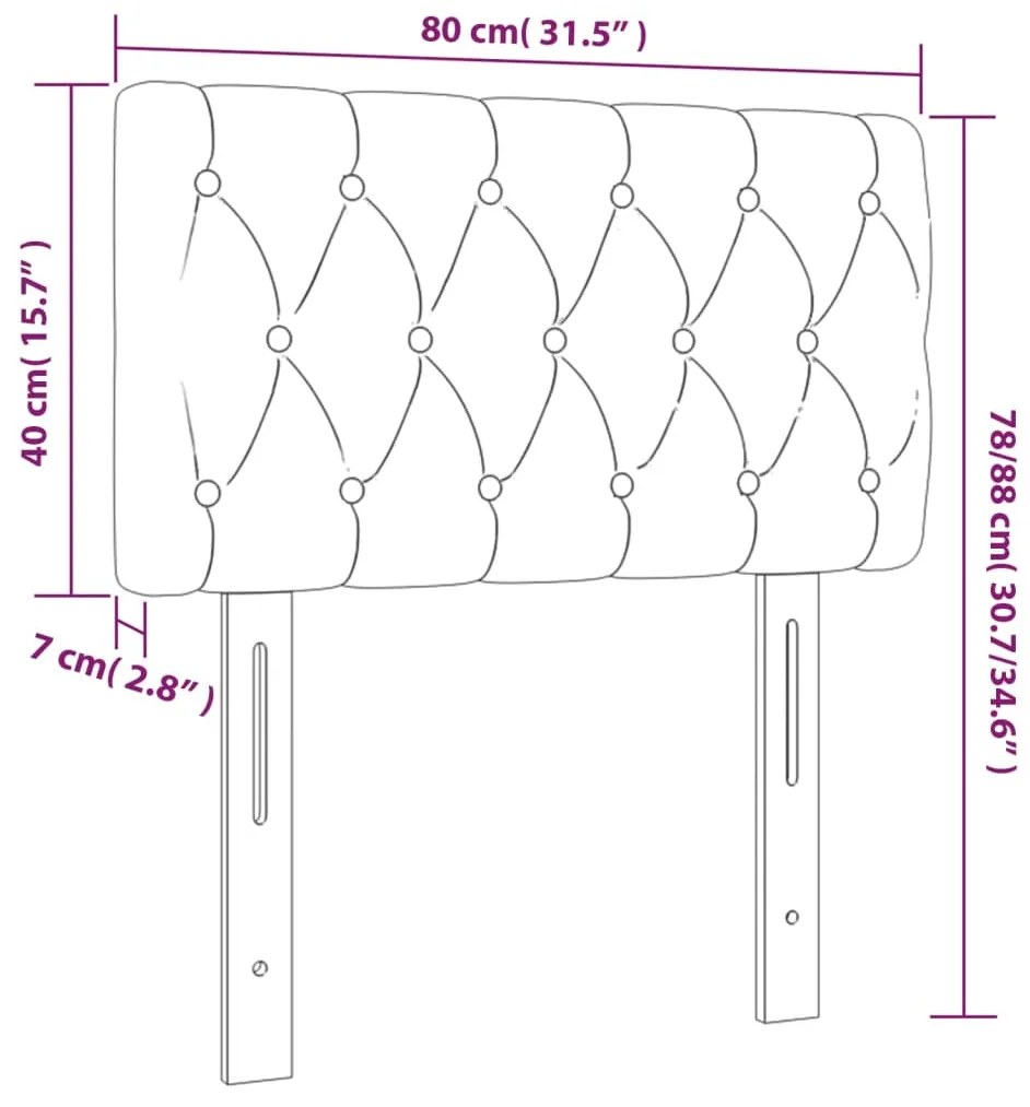 Cabeceira de cama c/ luzes LED veludo 80x7x78/88cm cinza-escuro