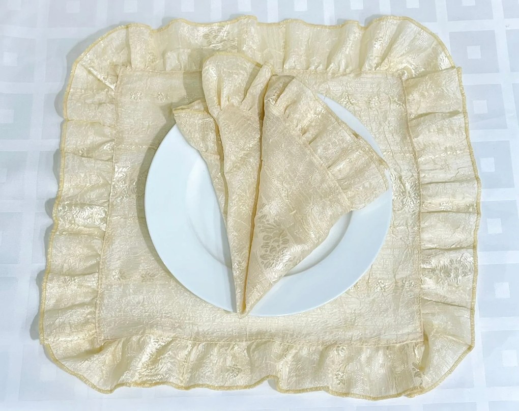Individual e Guardanapo Organza Dourado