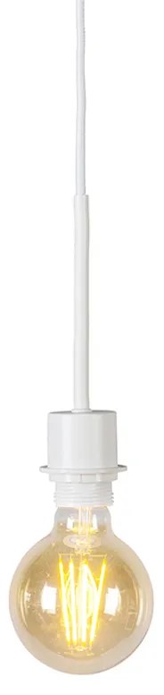 Candeeiro suspenso rural branco abajur de algodão cinza claro 50 cm - Combi Moderno,Rústico ,Clássico / Antigo