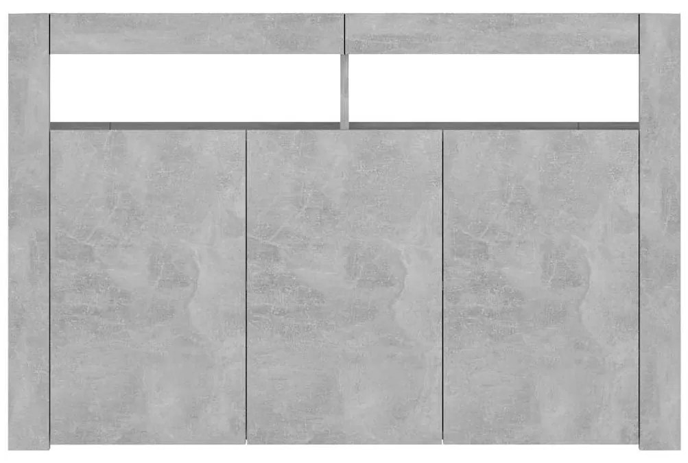 Aparador com luzes LED 115,5x30x75 cm cinzento cimento