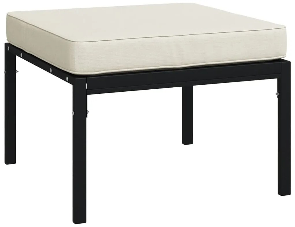 5 pcs conjunto lounge de jardim aço c/ almofadões areia