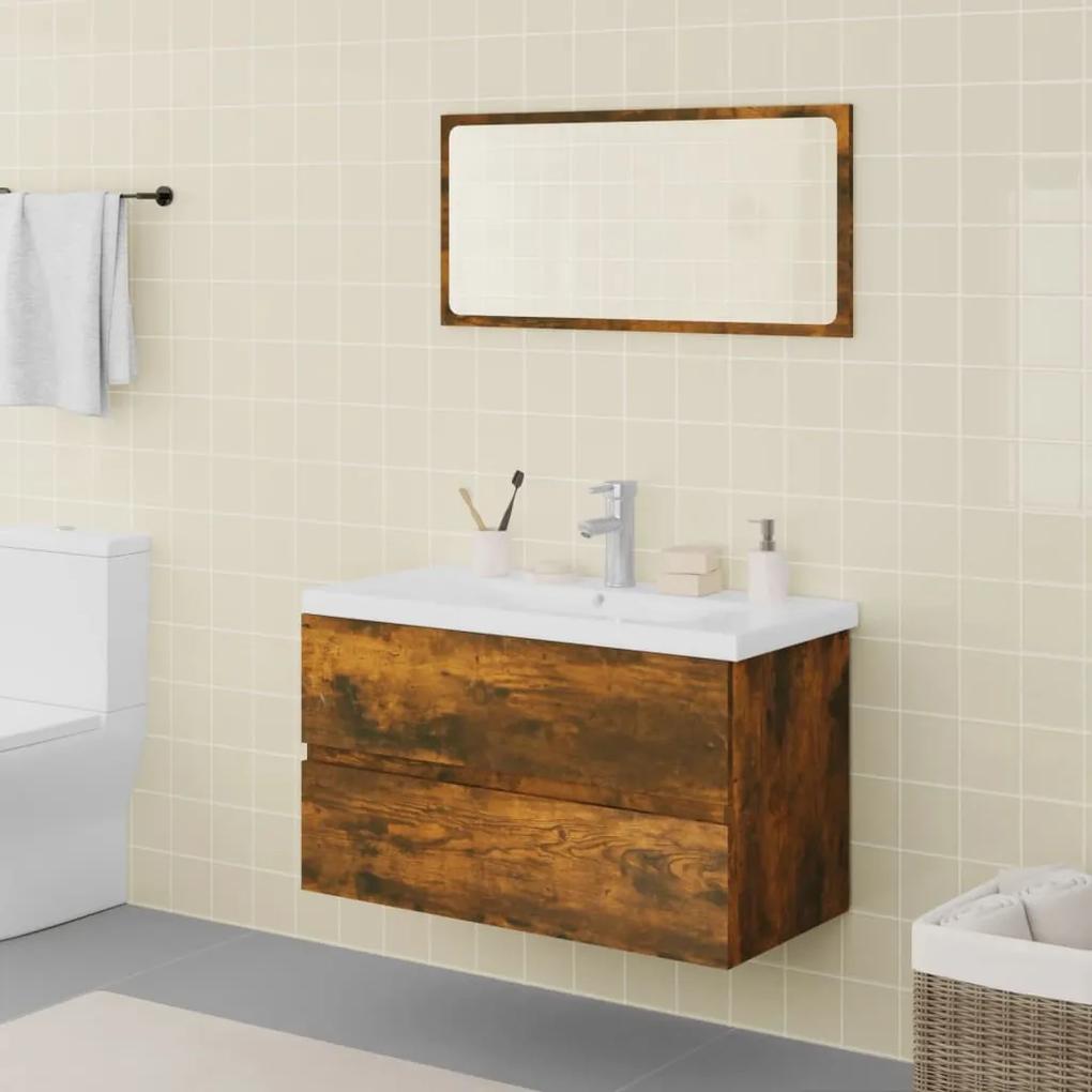 Conjunto de móveis casa de banho derivados madeira cor fumado