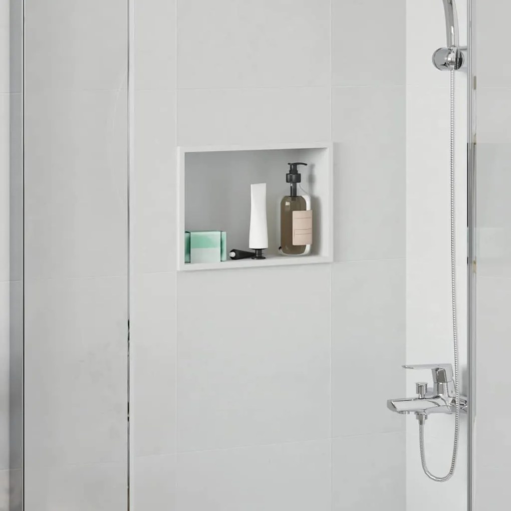 vidaXL Nichos de Chuveiro Branco 30 x 20 x 9.5 cm Aço inoxidável