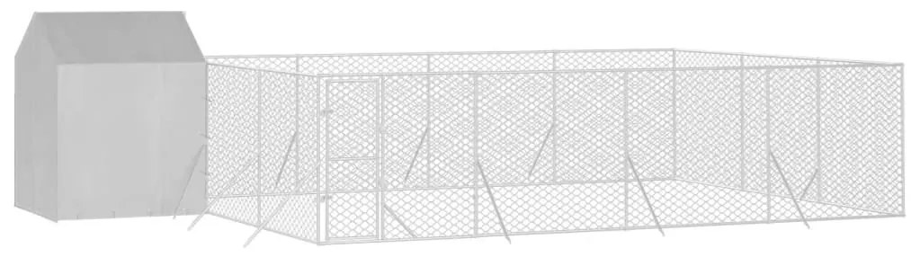 Canil de exterior com teto 10x6x2,5 m aço galvanizado prateado