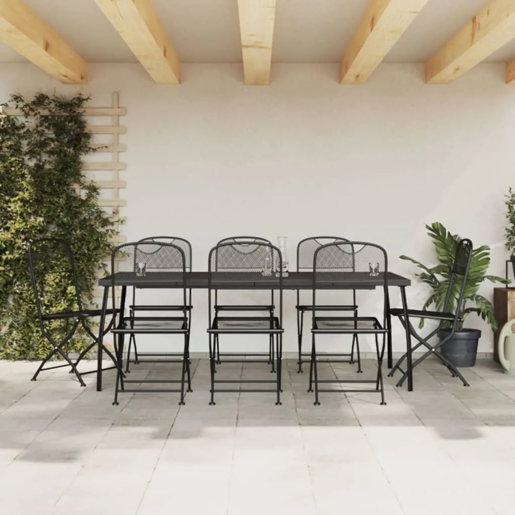 vidaXL 9 pcs conjunto de jantar para jardim rede de metal antracite