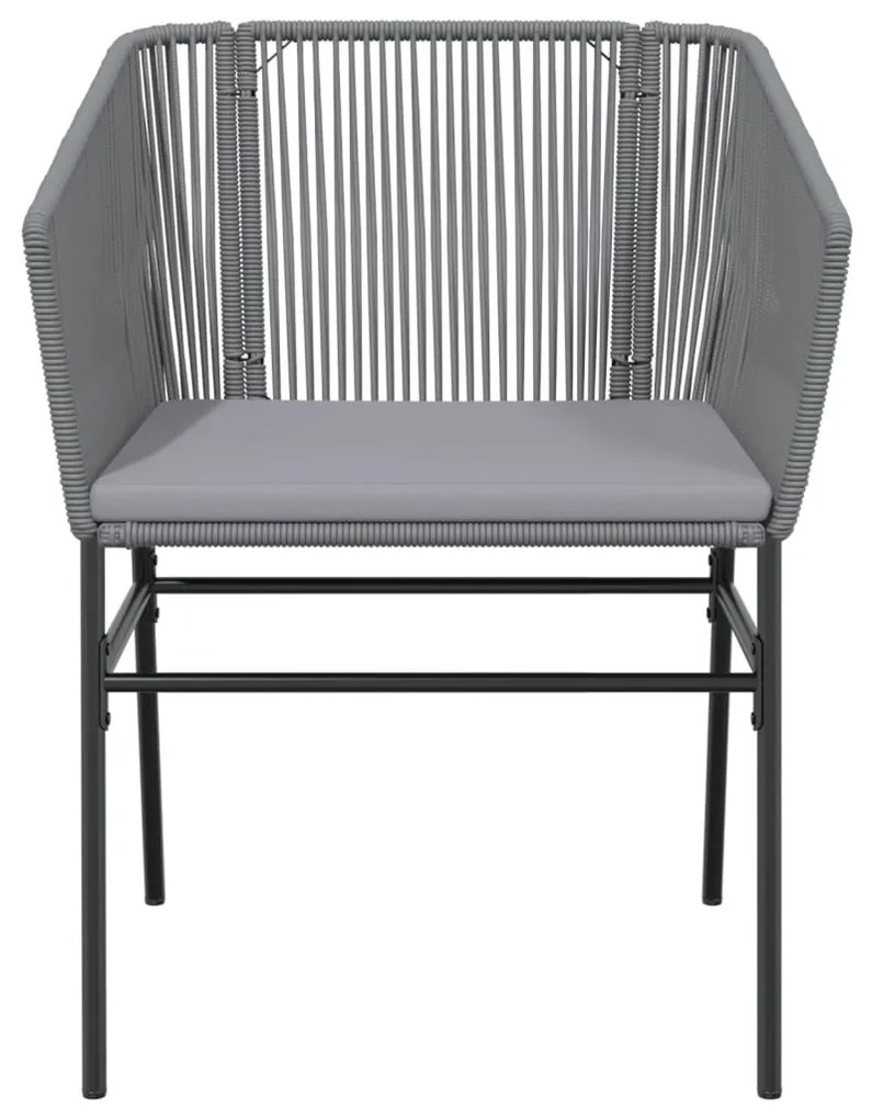 Cadeiras de jardim 2 pcs c/ almofadões vime PE cinzento