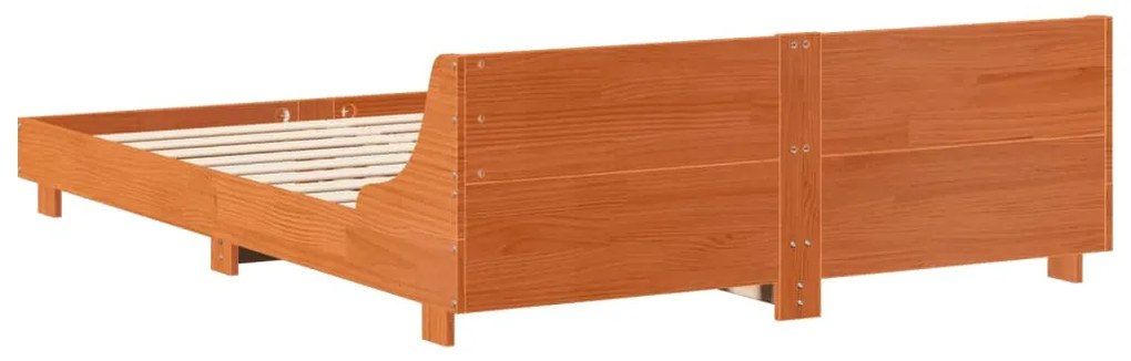 Cama sem colchão 120x190 cm madeira pinho maciça castanho-mel
