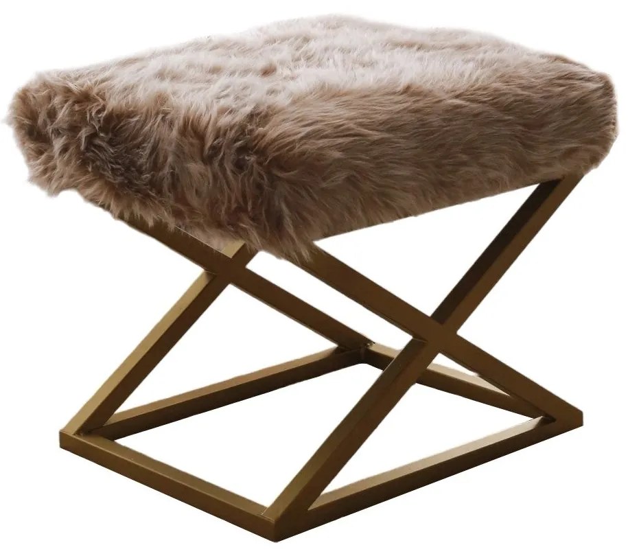 Pouffe Capraz – Castanho Dourado – 50x42x40 cm