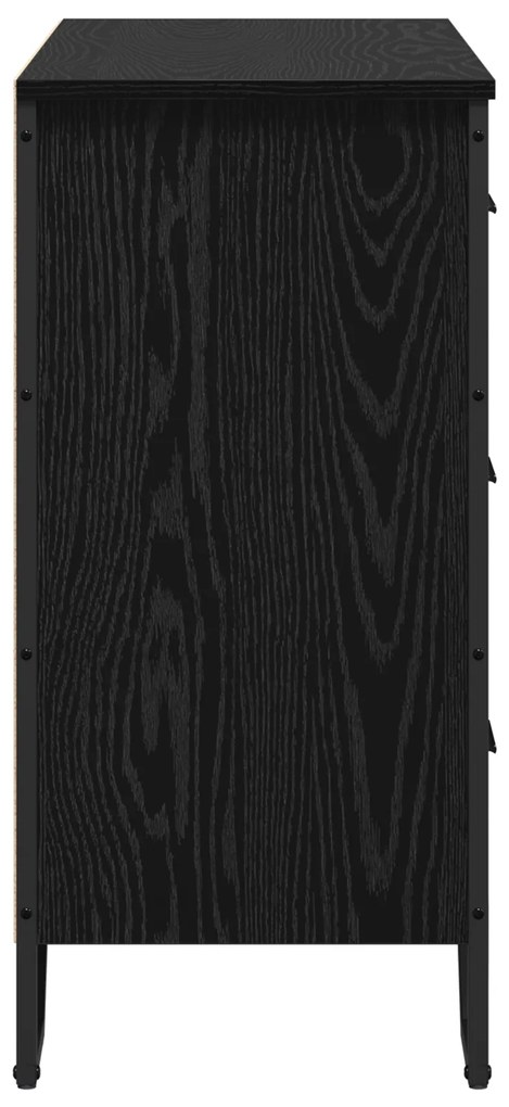 Baú de Gavetas Carvalho Preto 91x35.5x74.5 cm Madeira Engenheirada