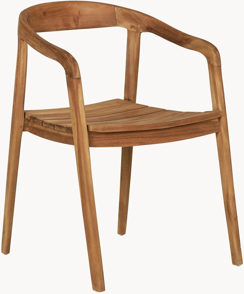 Cadeiras de jantar com braços de jardim em madeira de teca Otero, conjunto de 2