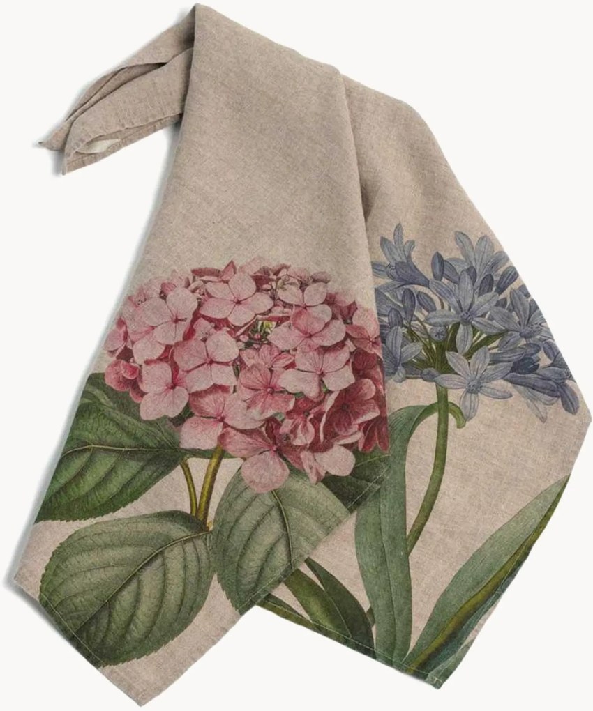 Panos de cozinha em linho Hydrangea & Agapanthus, conjunto de 2