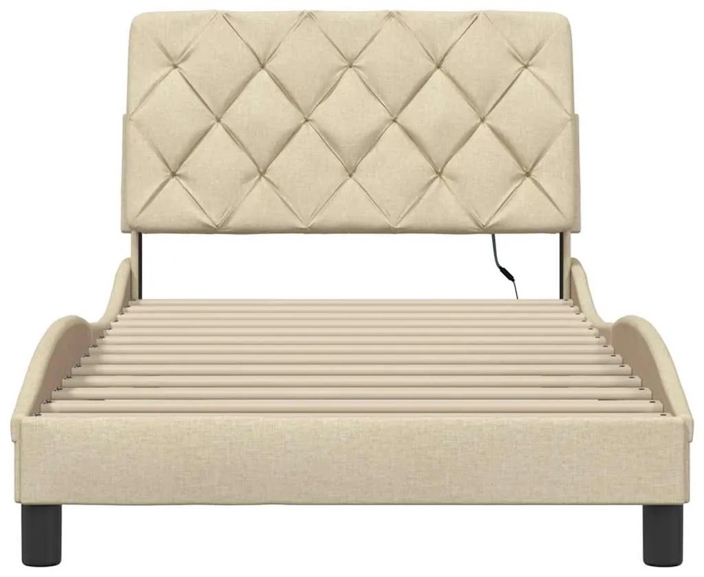 Estrutura de cama com LED sem colchão 100x200 cm tecido