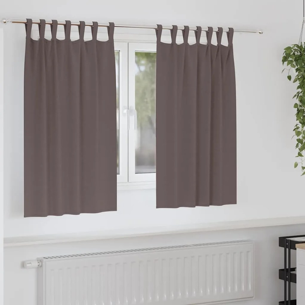 vidaXL Cortinas com cortinas 2 pcs Castanho escuro Poliéster